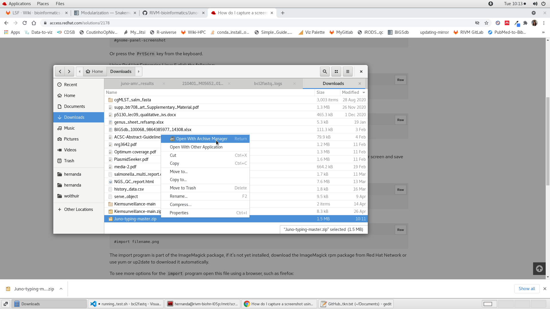 Unzipping a repository in Linux.