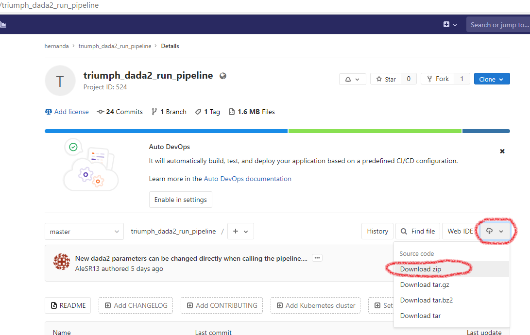 Pipelines can be downloaded directly from their GitLab website.